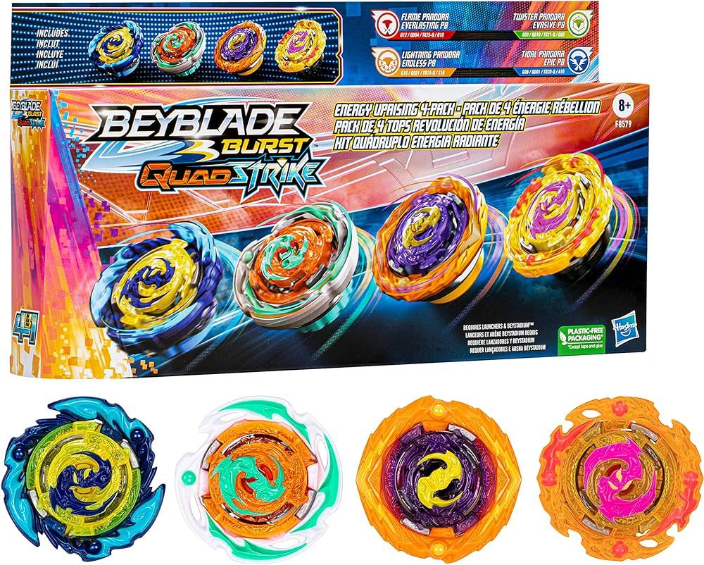 BEYBLADE Burst QuadStrike Energy Uprising 4-Pack with 4 Spinning Tops, Battle Toy Tops, Kid Toys ... | Amazon (US)