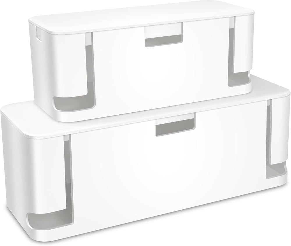 Cable Management Box White, 2Pack Cord Organizer Box - Extra Large and Medium Size, Cord Hider Bo... | Amazon (US)