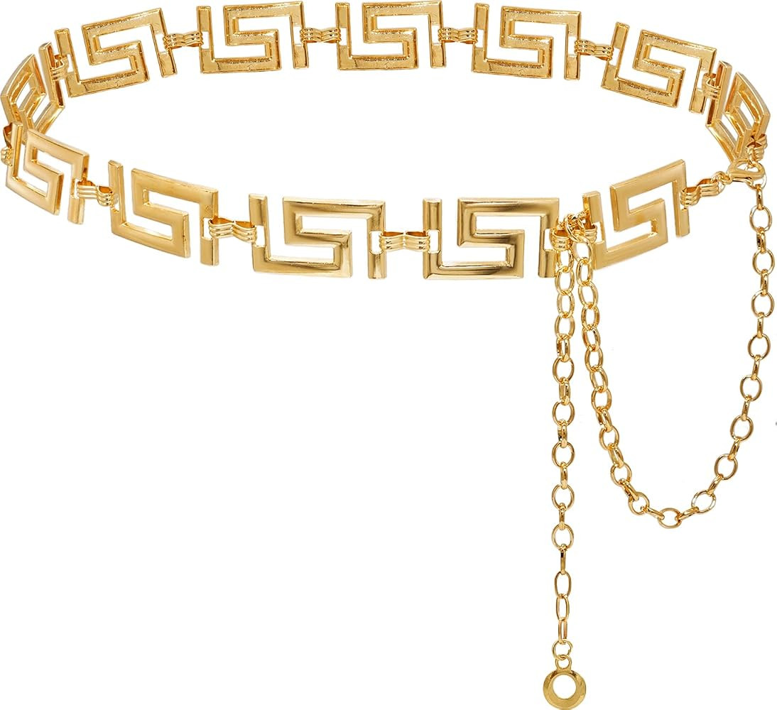 Waist Chain for Women Metal Belly Belt Adjustable Waist Belt for Dress Vest Jeans | Amazon (US)