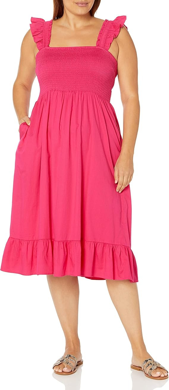 The Drop Women's Kimi Ruffled Shoulder Smocked Midi Dress | Amazon (US)