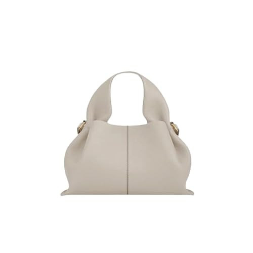 Soft Leather Cloud Handbag for Women - Top Handle Bucket Bag for Work & Daily Use (White,Large32cm) | Amazon (US)