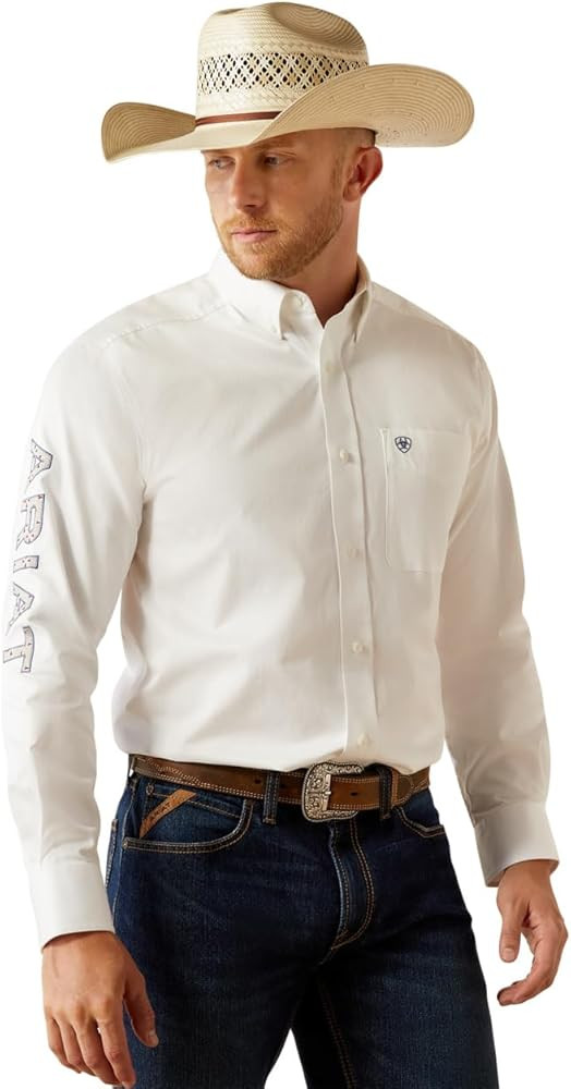 ARIAT Men's Team Logo Long Sleeve Button Down Shirt | Amazon (US)
