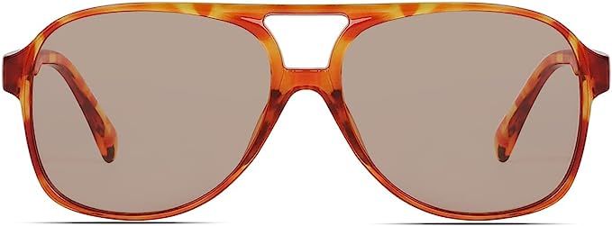 Vintage Retro 70s Sunglasses for Women Men Classic Large Squared Aviator Frame UV400 Trendy Orang... | Amazon (US)