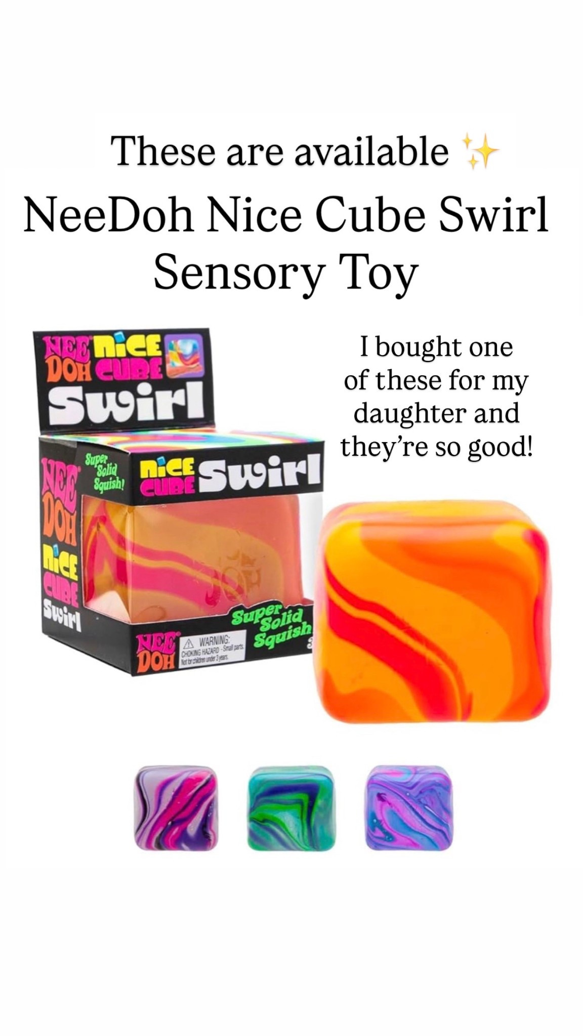 NeeDoh Nice Cube Swirl - Sensory Toy with a Super Solid Squish - Unique, Swirling Color 

#LTKKids