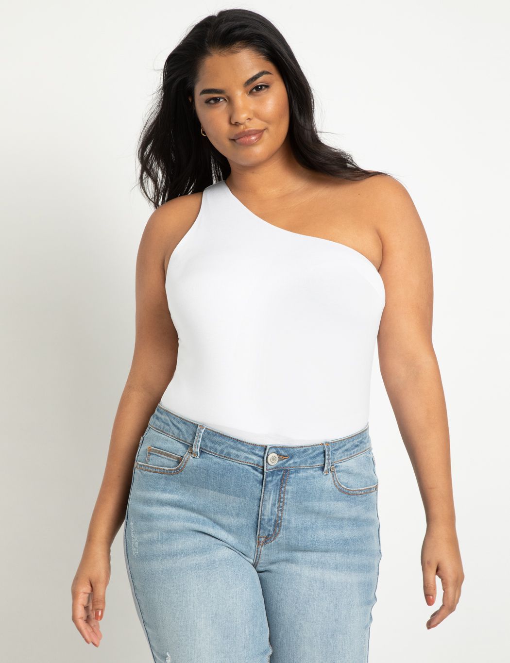 One Shoulder Bodysuit | Women's Plus Size Tops | ELOQUII | Eloquii