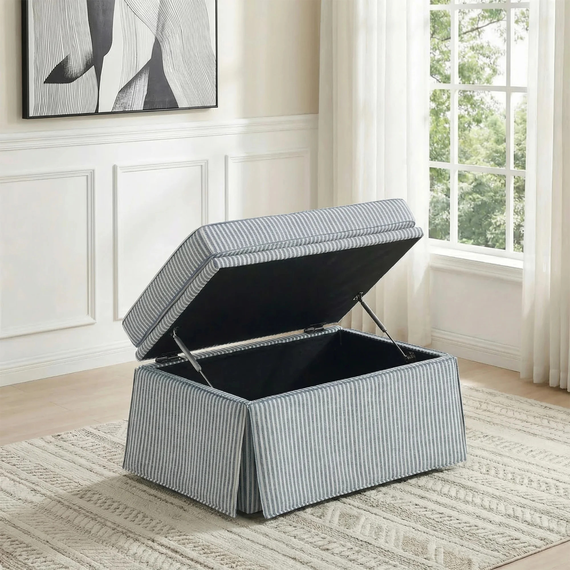 Upholstered Skirted Rectangular Storage Ottoman with Lift-Top | Wayfair North America