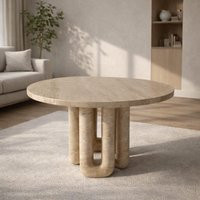 Natural Travertine Marble Dining Table, Elegant Round Design 90cm Diameter | Etsy (US)