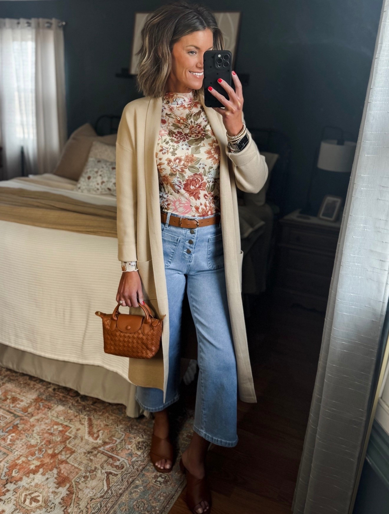 Spring transition outfit idea. 
Mesh top/ small
Cardigan/ medium 
Jeans/ 6 (have good stretch) 

#LTKStyleTip #LTKSeasonal