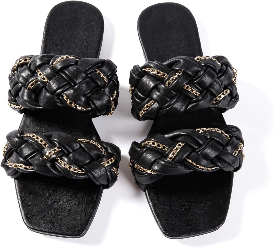 Women Flat Sadals Woven Leather Flip-Flops Pearls Bow Sandals Beach Rivets Rain Jelly Gold Pearls | Amazon (US)