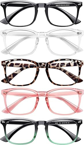 Blue Light Blocking Glasses,5Pack Computer Glasses for Women/men Anti Eyestrain | Amazon (US)