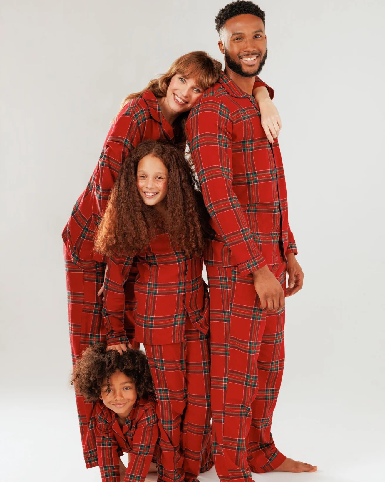 Men's Red Check Organic Cotton Button Up Long Pyjama Set | Chelsea Peers NYC