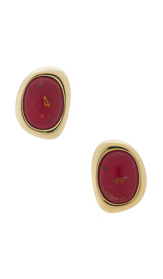 The Amber Honey Resin Stud Earrings in Gold | Revolve Clothing (Global)