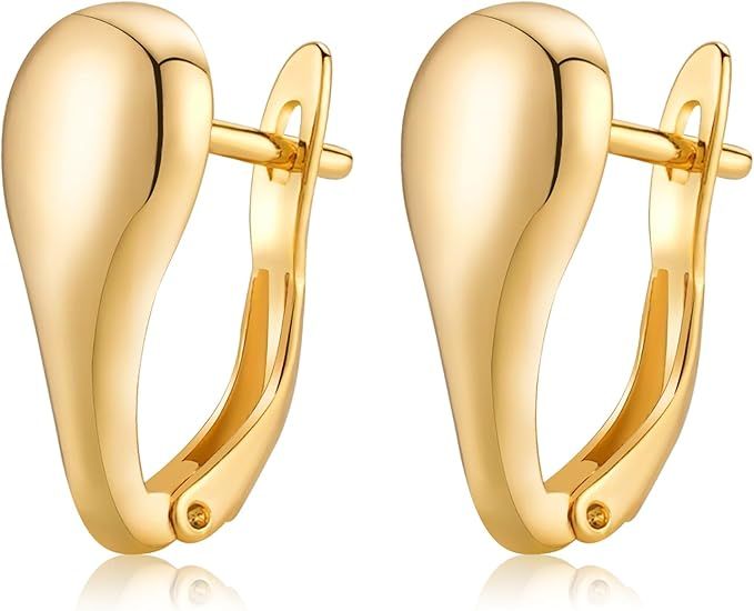HBFashion Gold Hoop Earrings for Women Girls 14K Gold Plated Huggie Hoop Earrings Small Waterdrop... | Amazon (US)
