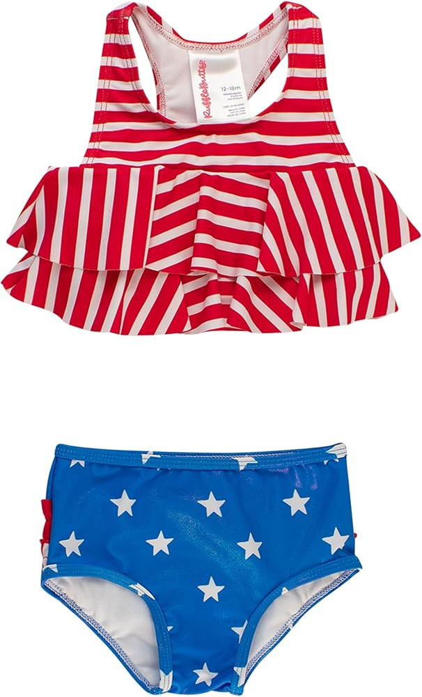 RuffleButts Girls UPF50+ Sun Protection Flounce Bikini Two Piece Swimsuit | Amazon (US)