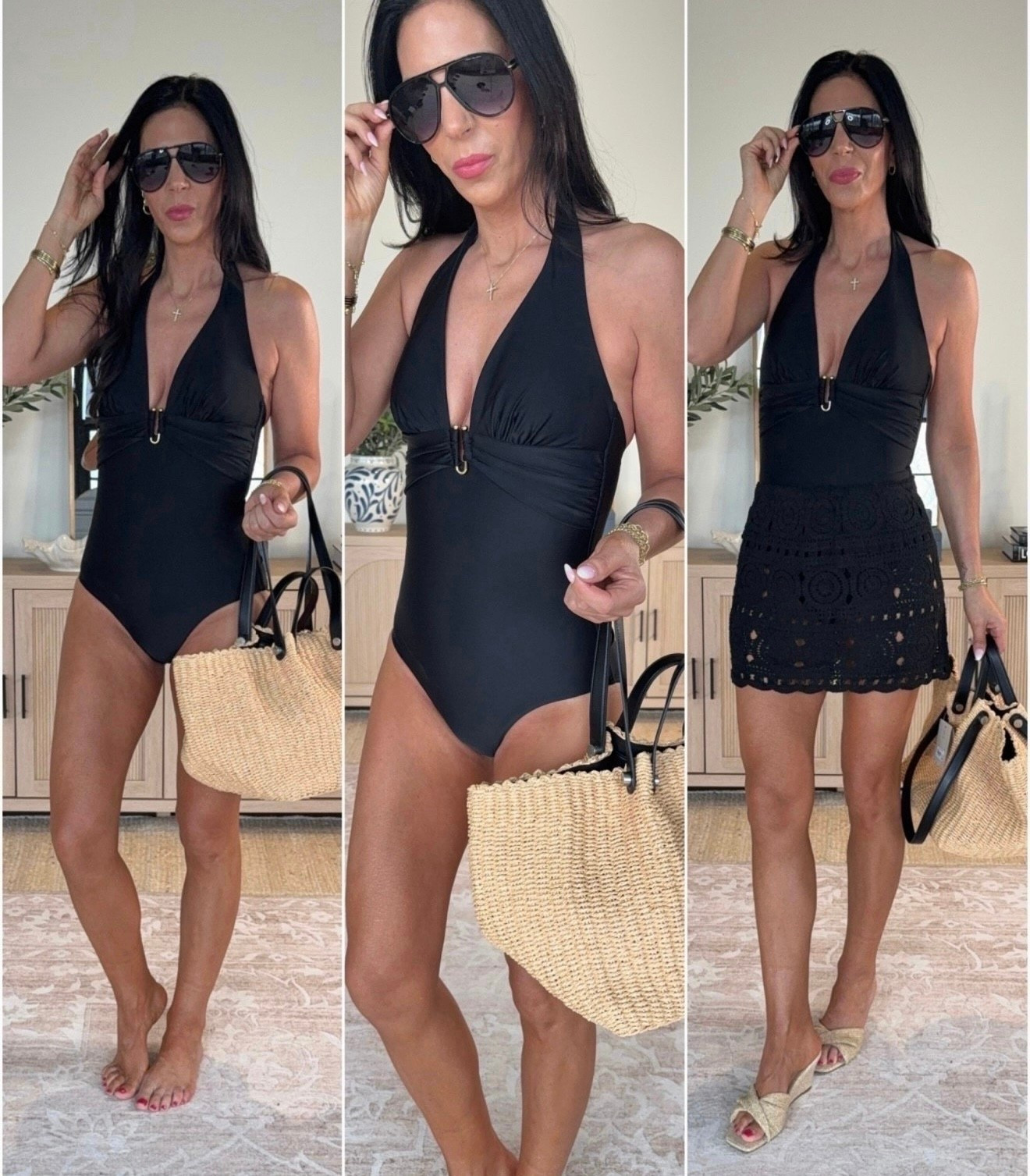 On sale! 
One of my favorite swimsuits to date from @Target      
Wearing a small tall 
Crochet skirt - medium 
Molded cups and an adjustable halter neck 

#LTKU #LTKmomlife #LTKOver40