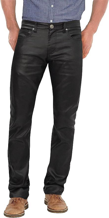 Ethanol Mens Slim Fit Ethanol Stretch Fashion Casual Faux Leather Pants | Amazon (US)