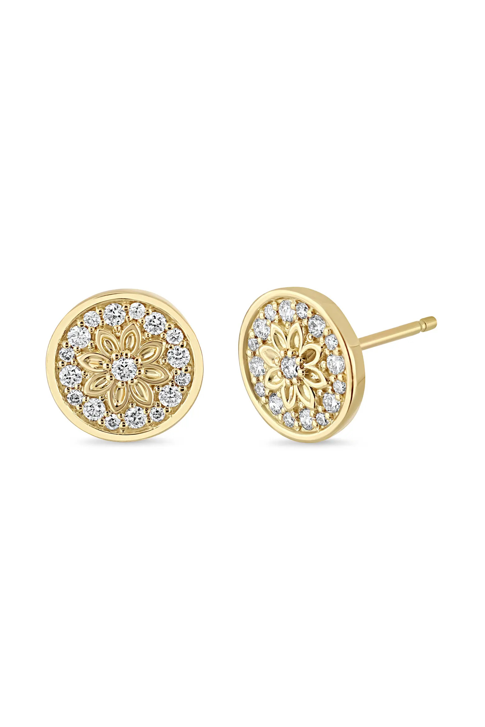 18K Gold Getty Diamond Circle Flower Stud Earrings (Online Trunk Show) (Women) | Nordstrom | Nordstrom