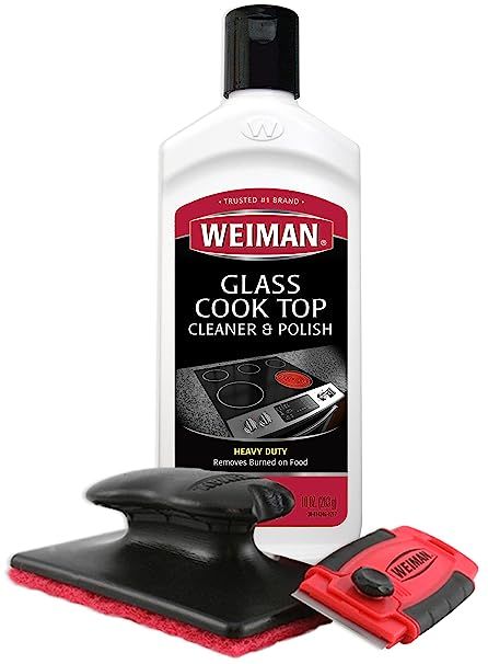 Weiman Cooktop and Stove Top Cleaner Kit - Glass Cook Top Cleaner and Polish 10 oz. Scrubbing Pad... | Amazon (US)