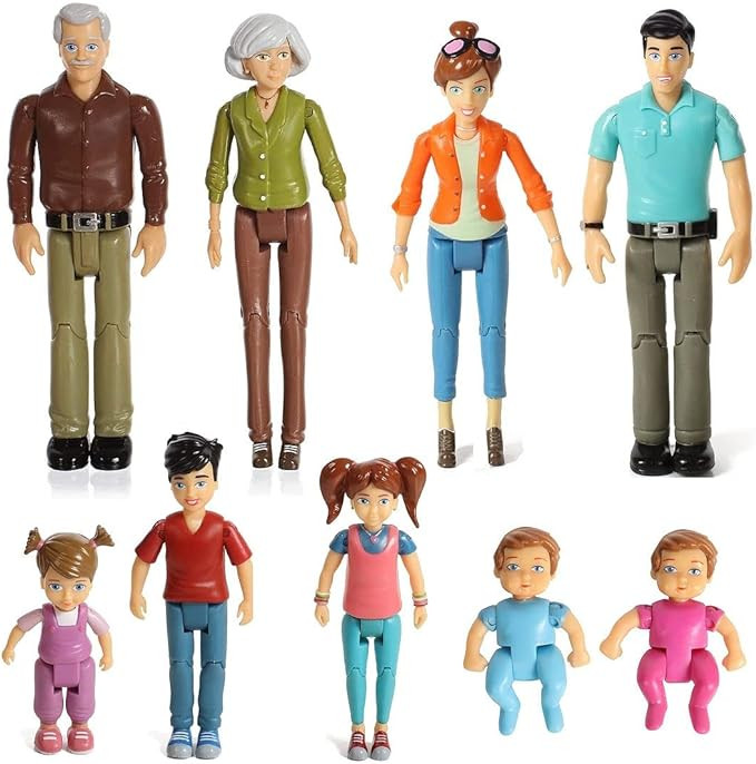 Beverly Hills Sweet Li’l Family Bendable Doll House Figurines Set of 9 - Grandpa, Grandma, Mom,... | Amazon (US)