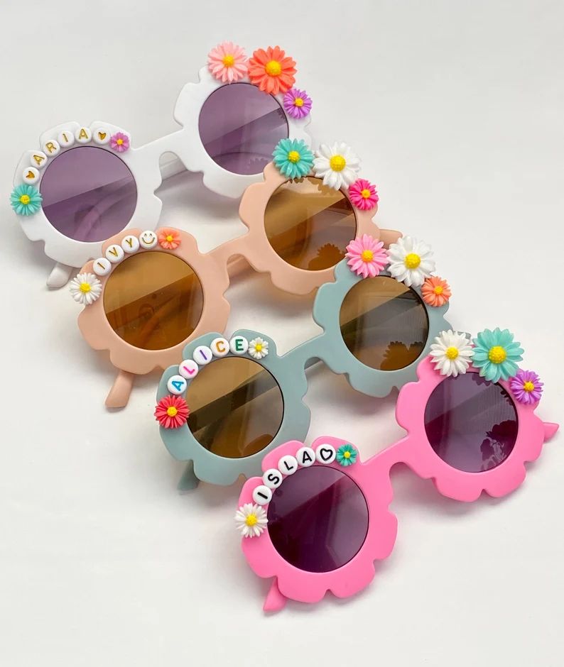 Childrens Personalized Sunglasses Girls Flower Sunglasses Custom Name Sunglasses Sunnies for Kids... | Etsy (US)