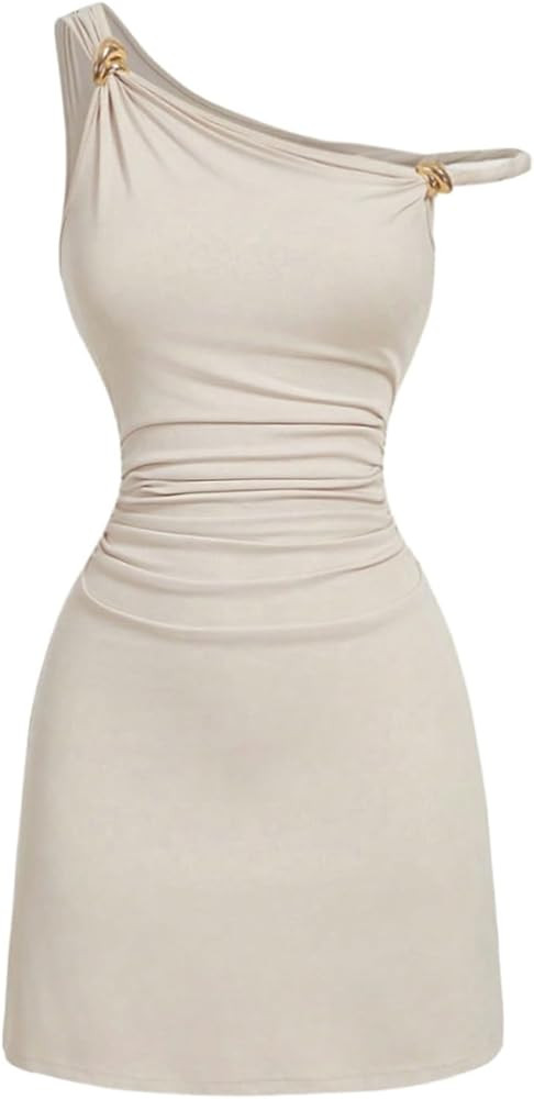 SOLY HUX Women's Off The Shoulder Ruched Bodycon Mini Dress Y2k Party Sleeveless Sundresses | Amazon (US)