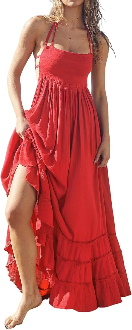 R.Vivimos Womens Summer Boho Sexy Backless Long Dresses | Amazon (US)