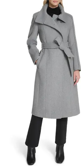 Slick Asymmetric Zip Wool Blend Coat | Nordstrom
