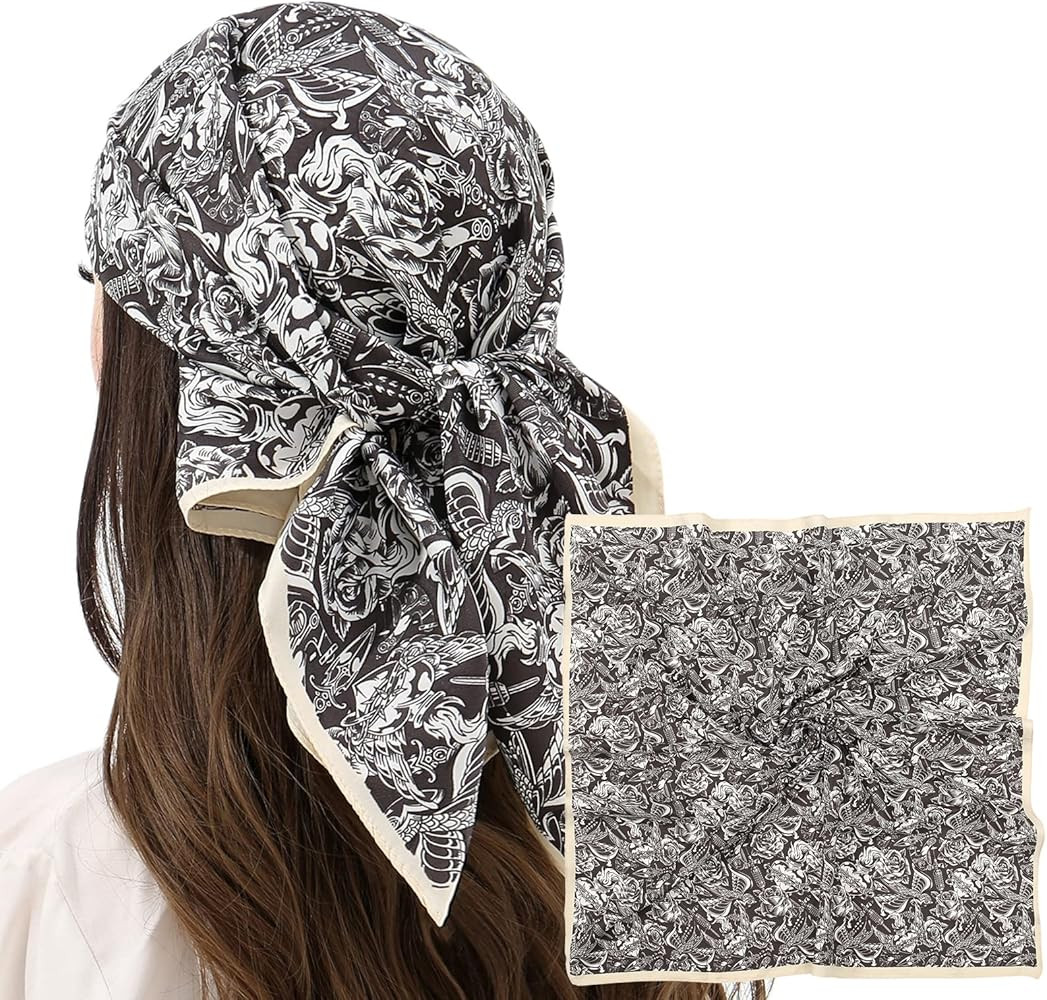 RIIQIICHY Women Head Hair Scarf Like Satin Silk Scarf Sleeping Hair Wrapping Night 27.5" | Amazon (US)