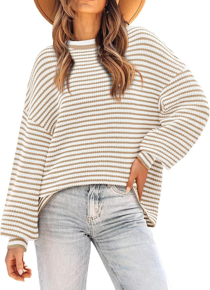 PRETTYGARDEN Women's Sweaters 2024 Puffy Long Sleeve Crewneck Soft Loose Pullover Tops Chunky Kni... | Amazon (US)