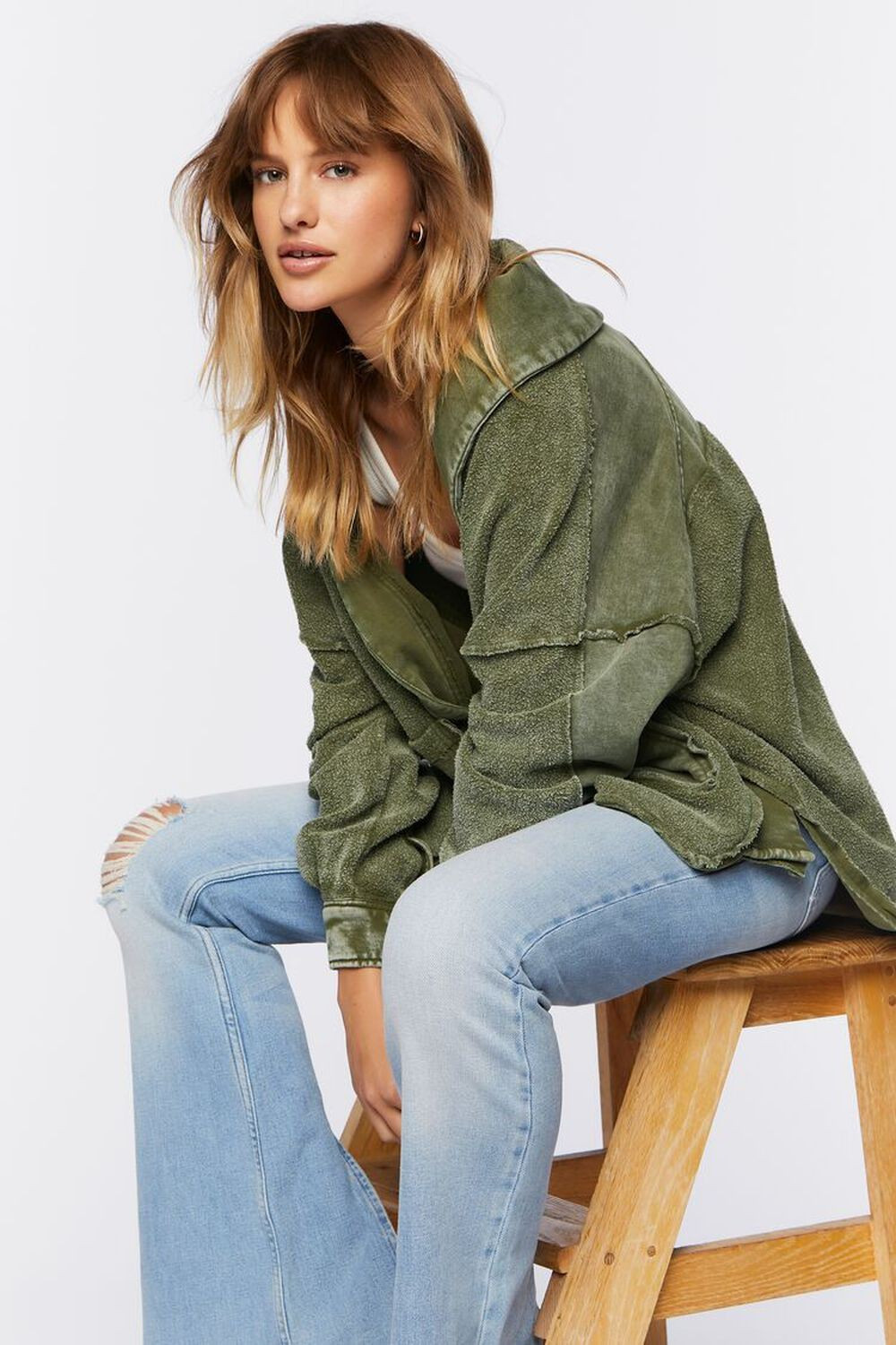 French Terry High-Low Jacket | Forever 21 | Forever 21 (US)