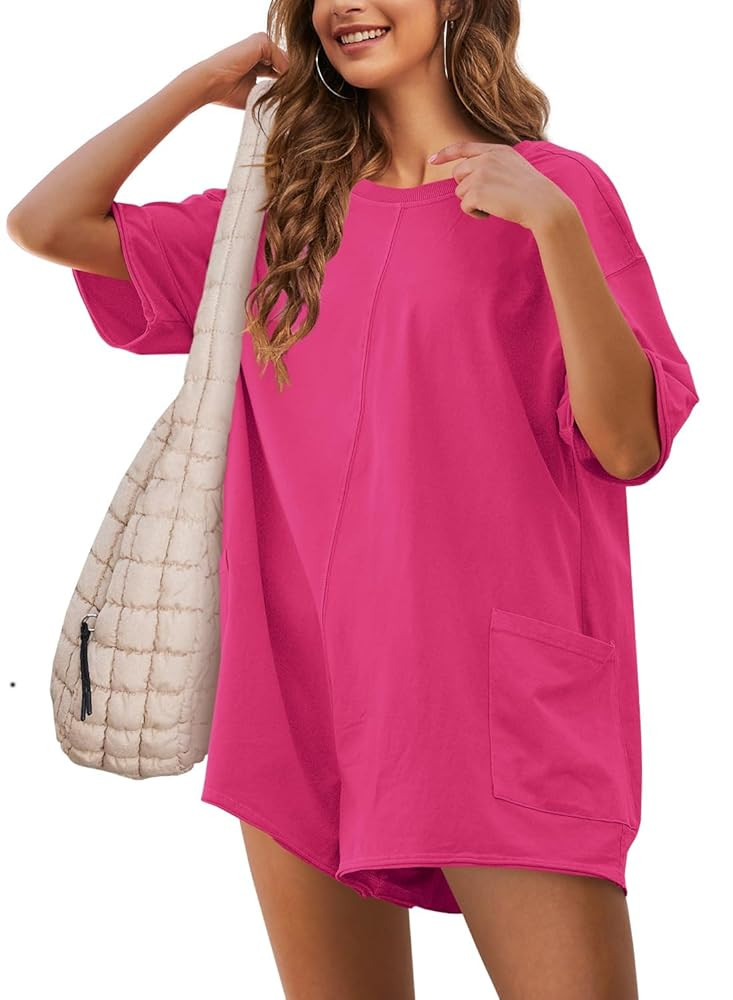 Yeokou Rompers for Women Casual Short Sleeve Oversized Athletic Workout Reversible Hot Shot Tee R... | Amazon (US)