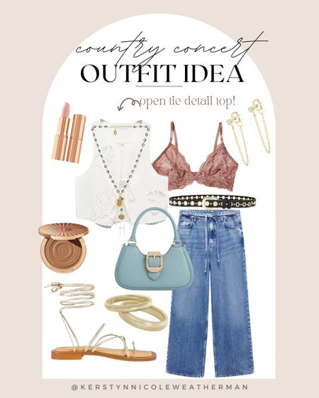 Love this cream open tie top so much! Had to style it 2 ways ☁️ I love these wide leg jeans | 

Strappy sandals, blue purse, dibs, beauty, makeup favorites, lace bralette, gold jewelry, Country concert outfit, country concert outfit ideas, country concert fits, country concert outfit summer, country concert outfit spring, country concert dress outfit, country concert outfit ideas spring, Morgan wallen concert outfit, Zach Bryan concert outfit, Luke combs concert outfit, Riley green concert outfit

#LTKU #LTKStyleTip #LTKFestival