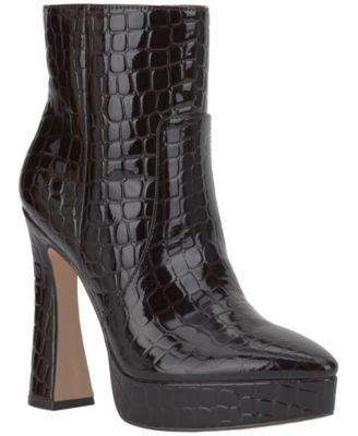 Jessica Simpson Women's Nerix Platform Ankle Booties - Dark Brown Croco | Macy's