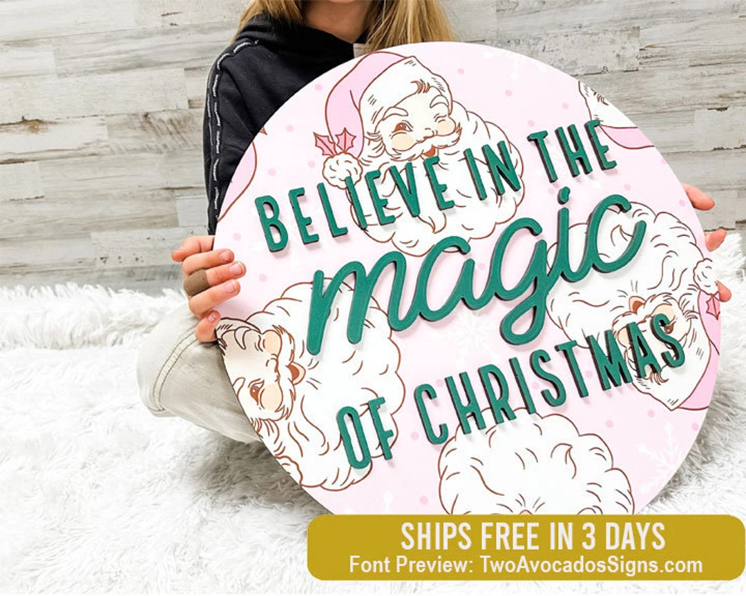 Christmas Sign Christmas Nursery Sign Girly Christmas Sign - Etsy | Etsy (US)