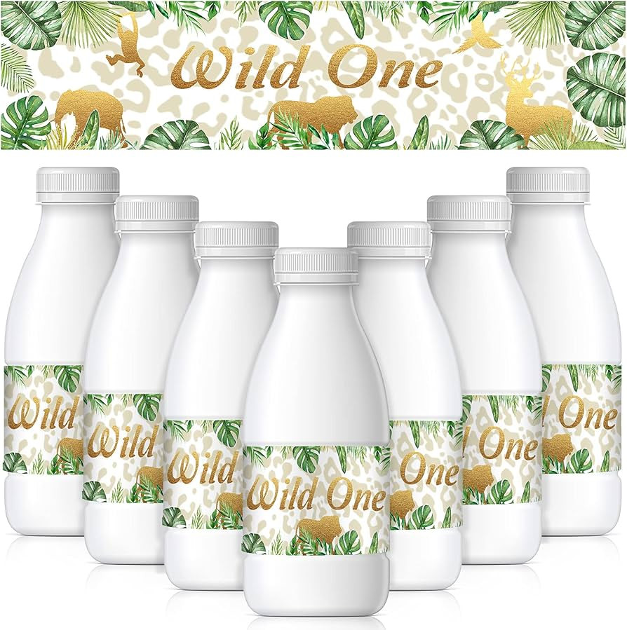 48 Pieces Wild One Water Bottle Sticker Greenery Jungle Animals Favor Stickers Jungle Themed Wate... | Amazon (US)