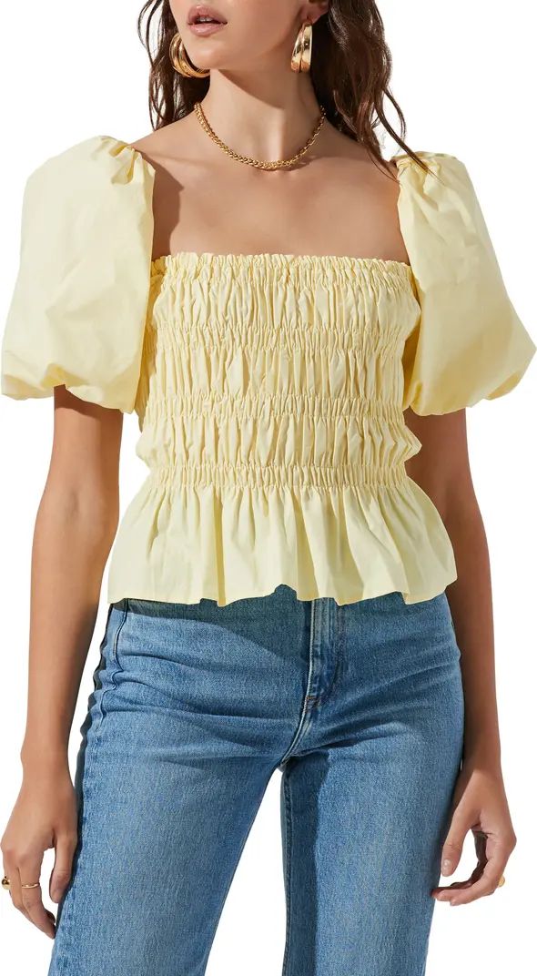 ASTR the Label Bubble Sleeve Smocked Blouse | Nordstrom | Nordstrom