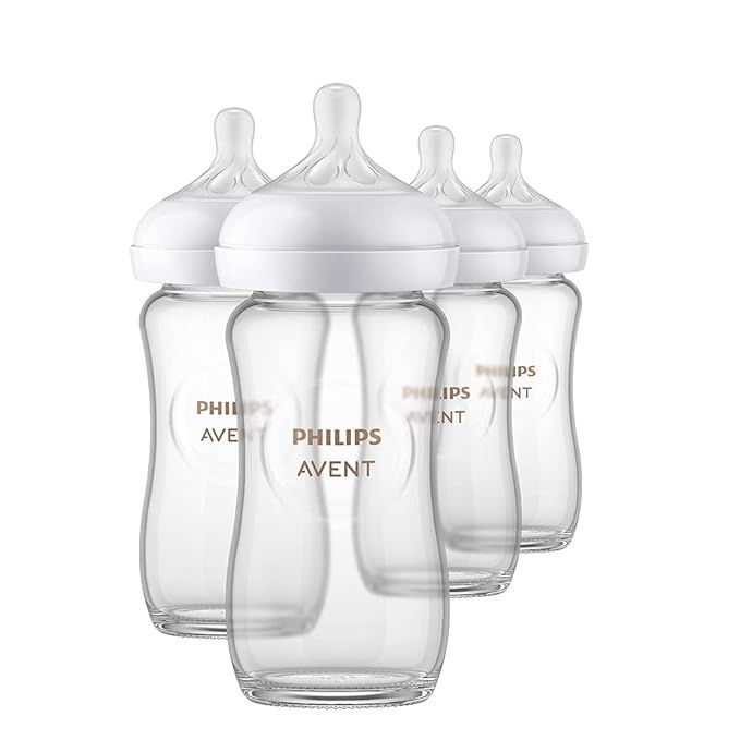 Philips AVENT Glass Natural Baby Bottle with Natural Response Nipple, 8oz, 4pk, SCY913/04 | Amazon (US)