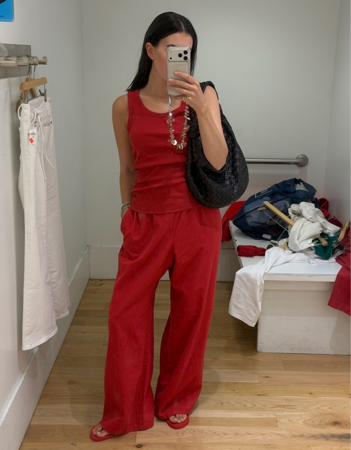 Wearing a medium pants and tank!