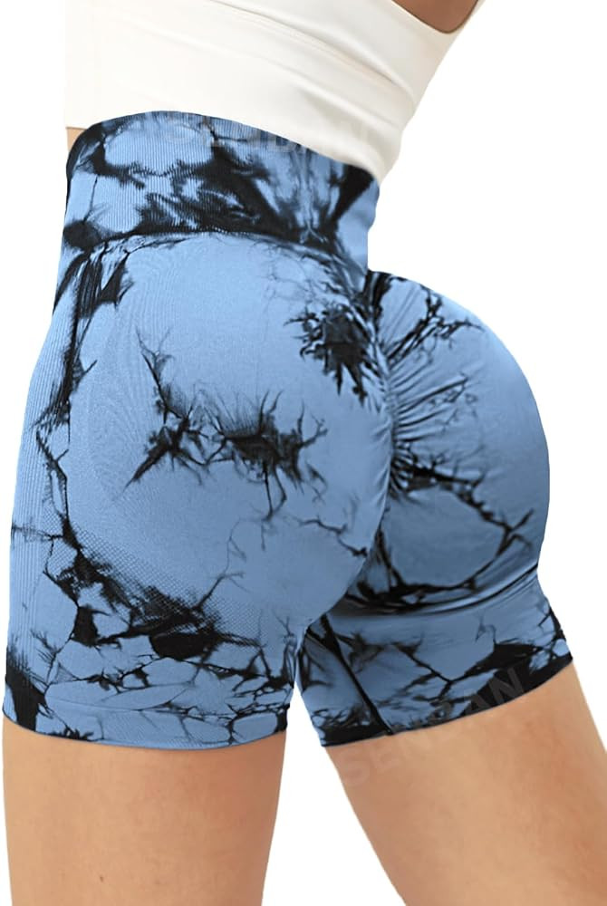 SENBAN Professional Women Workout Shorts 3.6" Scrunch Shorts High Waisted Seamless Tie Dye Gym Yo... | Amazon (US)