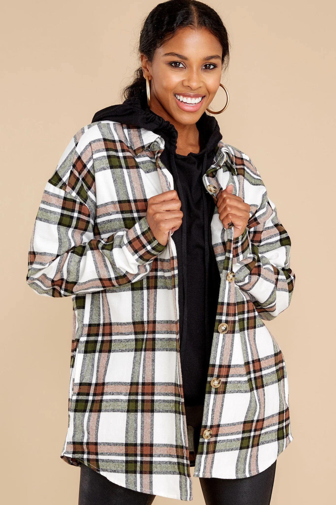 Channel The Flannel White Multi Plaid Shacket | Red Dress 