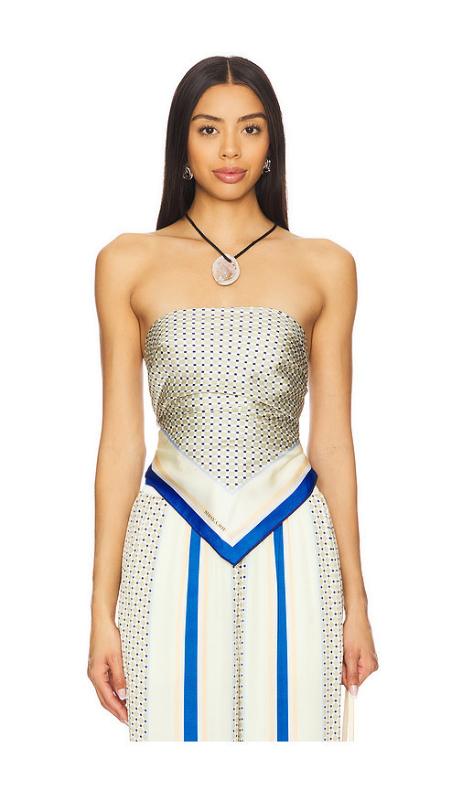 Shona Joy Tyler Silk Scarf Top in Blue,Ivory. | Revolve Clothing (Global)