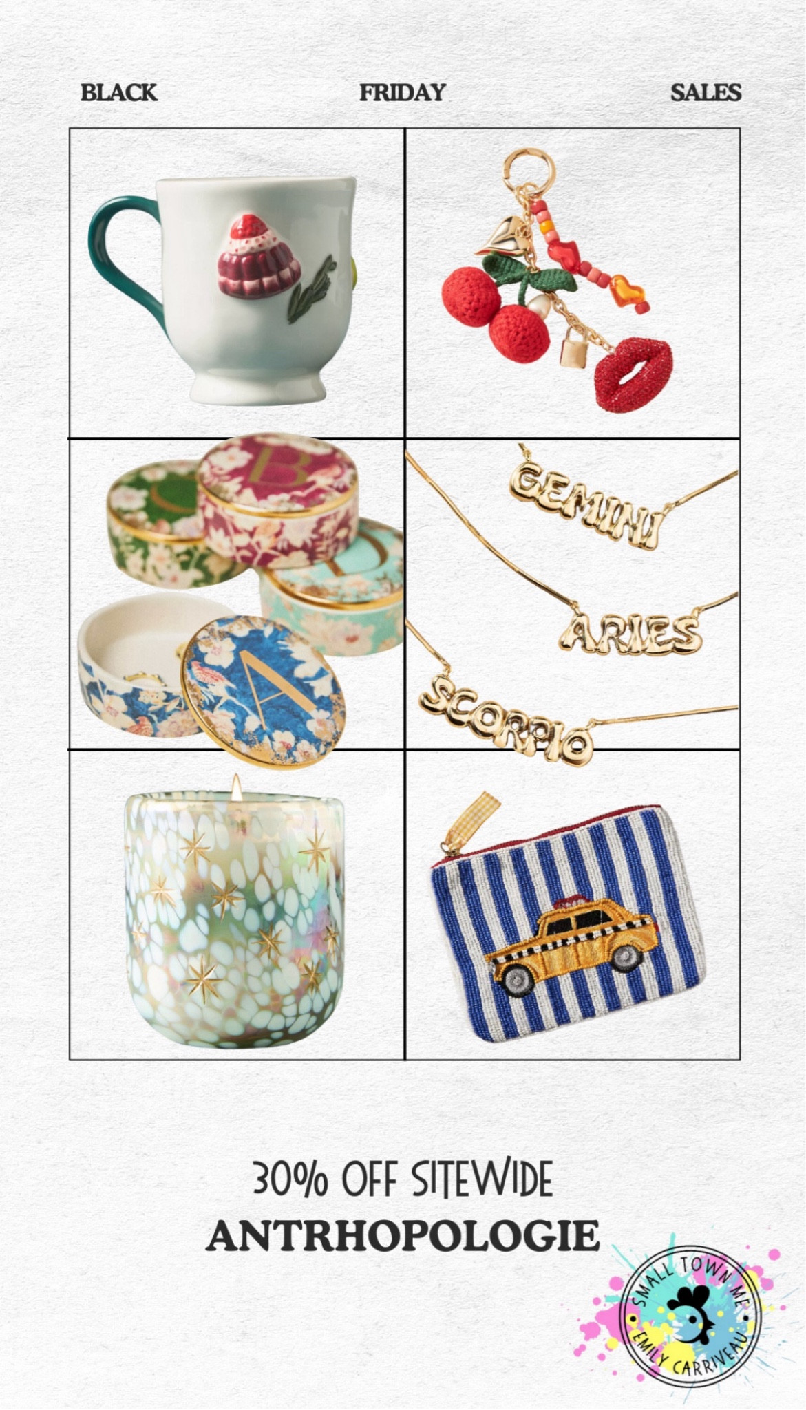 30 % off Black Friday sales at Anthropologie! Loving these candles and little taxi pouch. Perfect small gift items!

#LTKGiftGuide #LTKCyberWeek #LTKHoliday