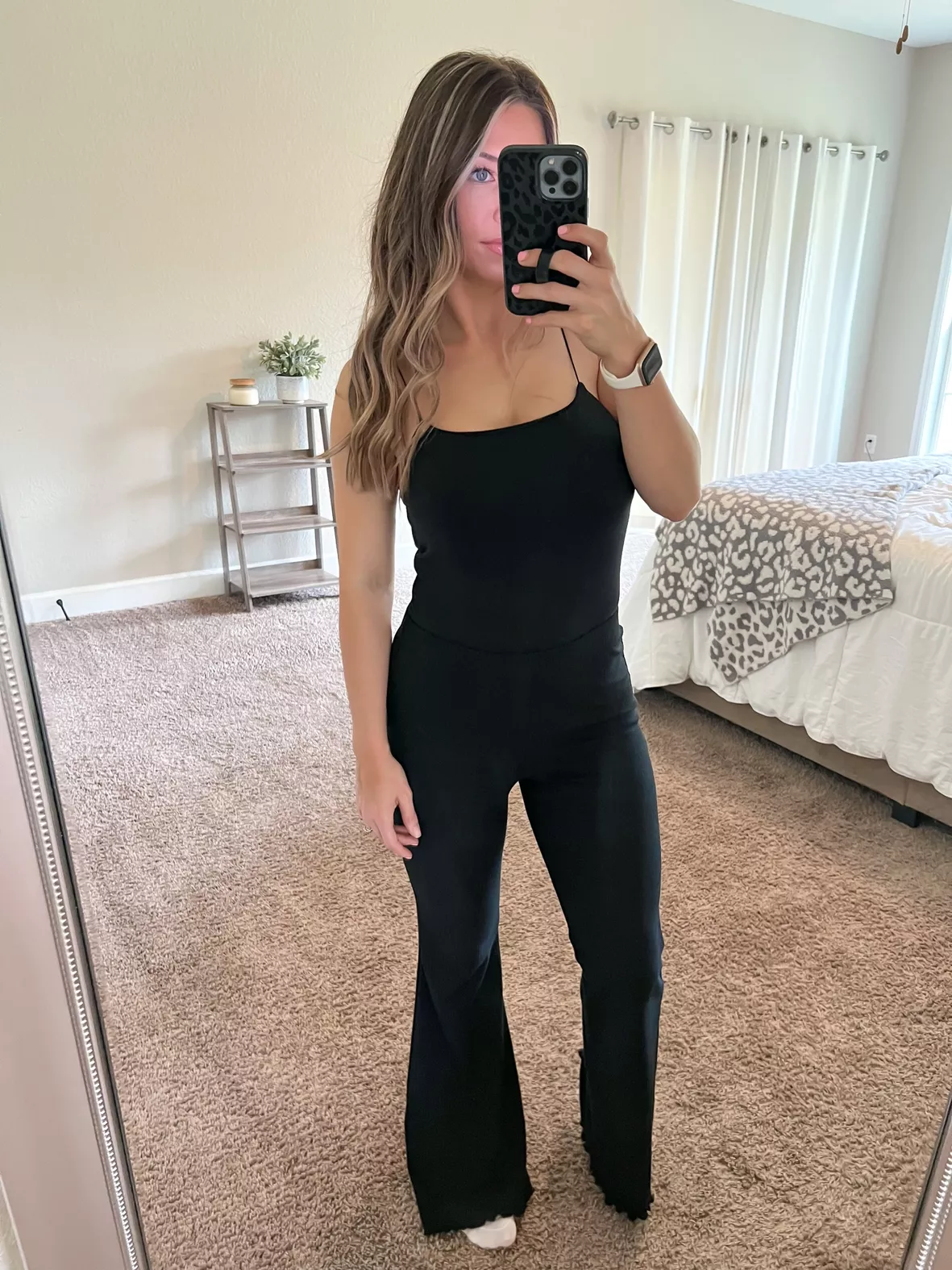 Spaghetti V-Strap Bodysuit in Black