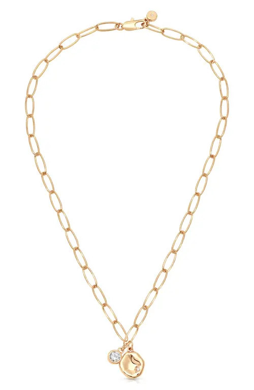 Ettika Double Charm Paperclip Chain Necklace in Gold at Nordstrom | Nordstrom