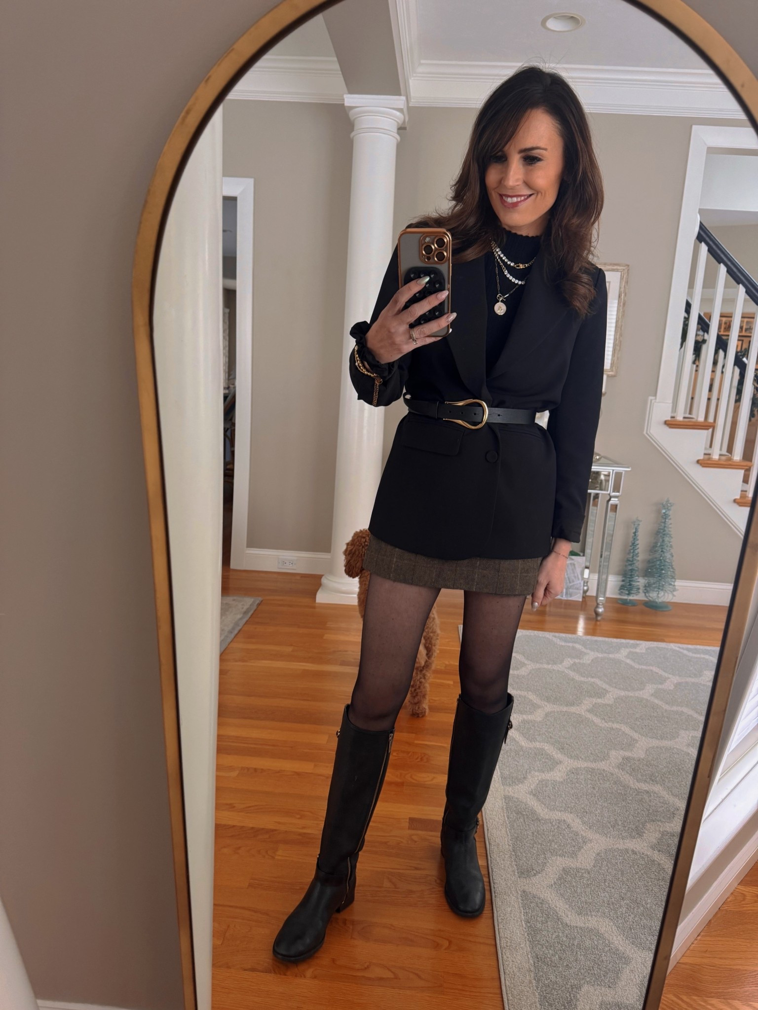 Favorite daughter blazer
Favorite daughter plaid skort
Tory Burch boots
Below the Belt 

#LTKootd #LTKgrwm #LTKOver40