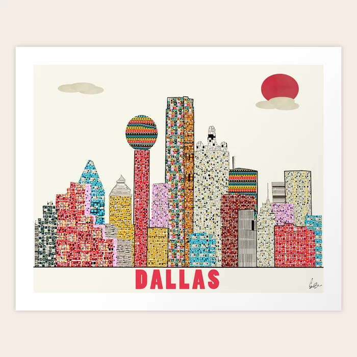 dallas skyline  Art Print | Society6