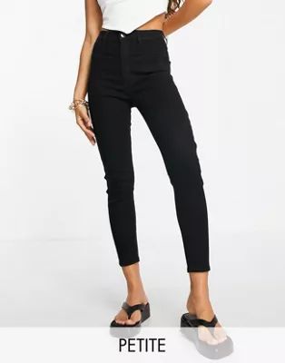 Pull&bear Petite high waist ultra skinny jeans in black | ASOS (Global)
