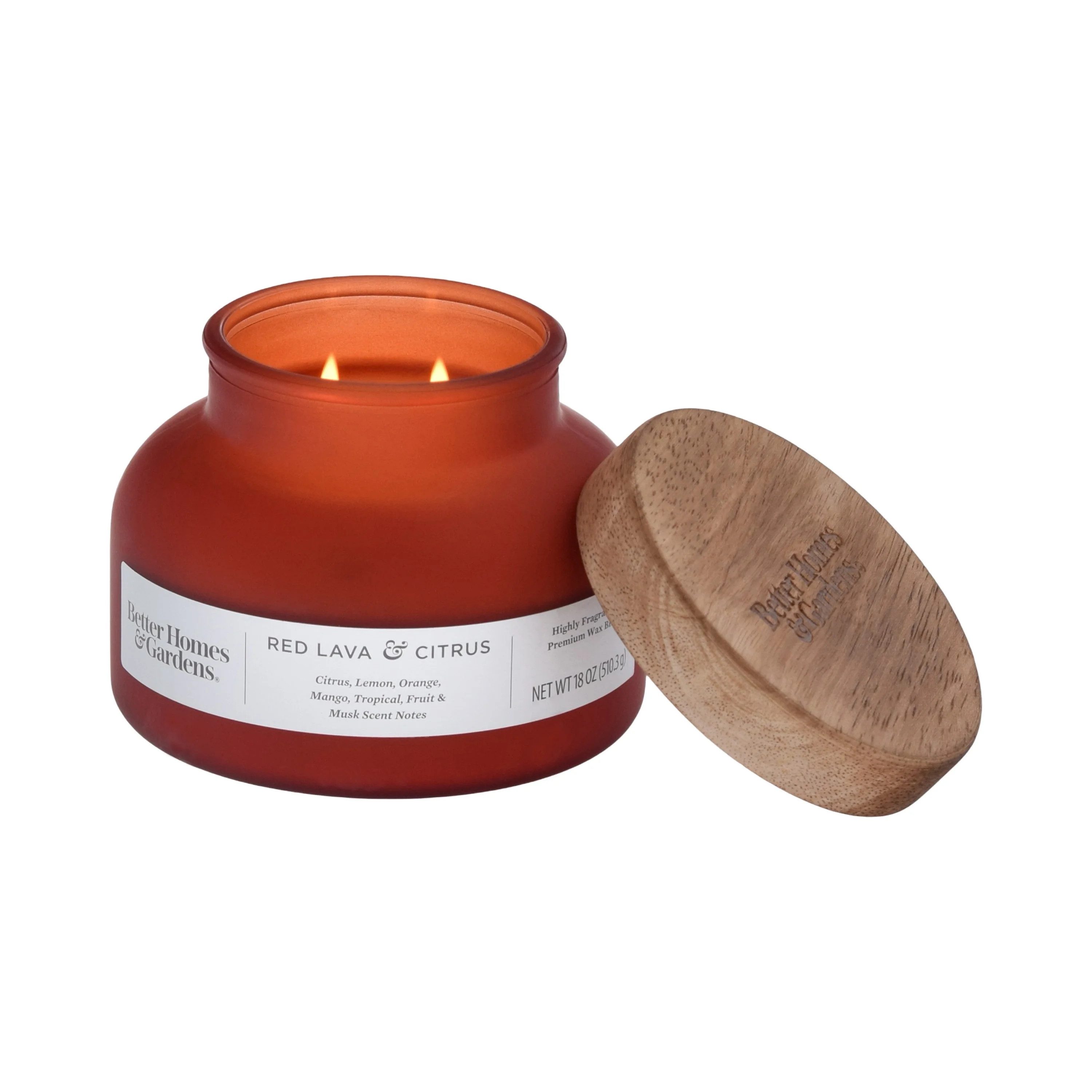 Better Homes & Gardens Red Lava Citrus Scented 2-Wick Jar Candle 18oz Frosted - Walmart.com | Walmart (US)