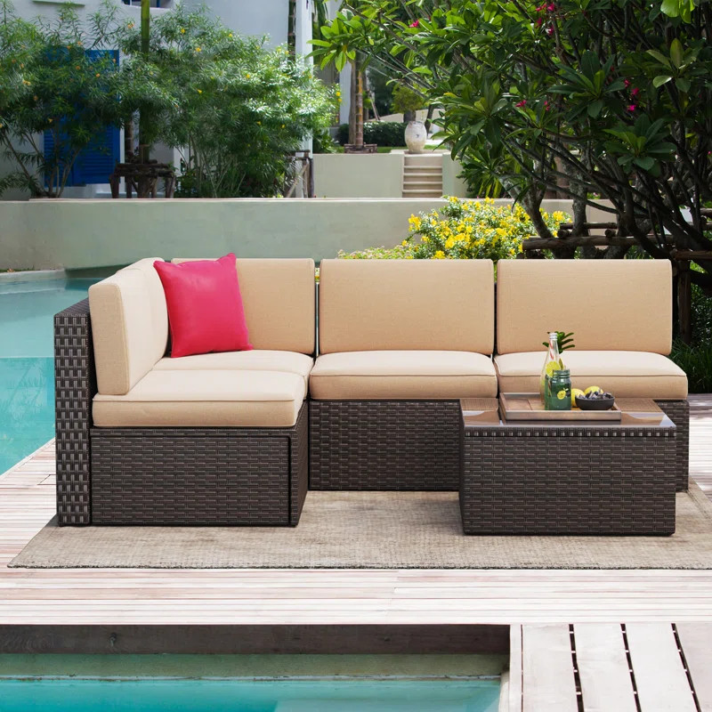 Emircan Polyethylene (PE) Wicker 4 - Person Seating Group with Cushions | Wayfair North America
