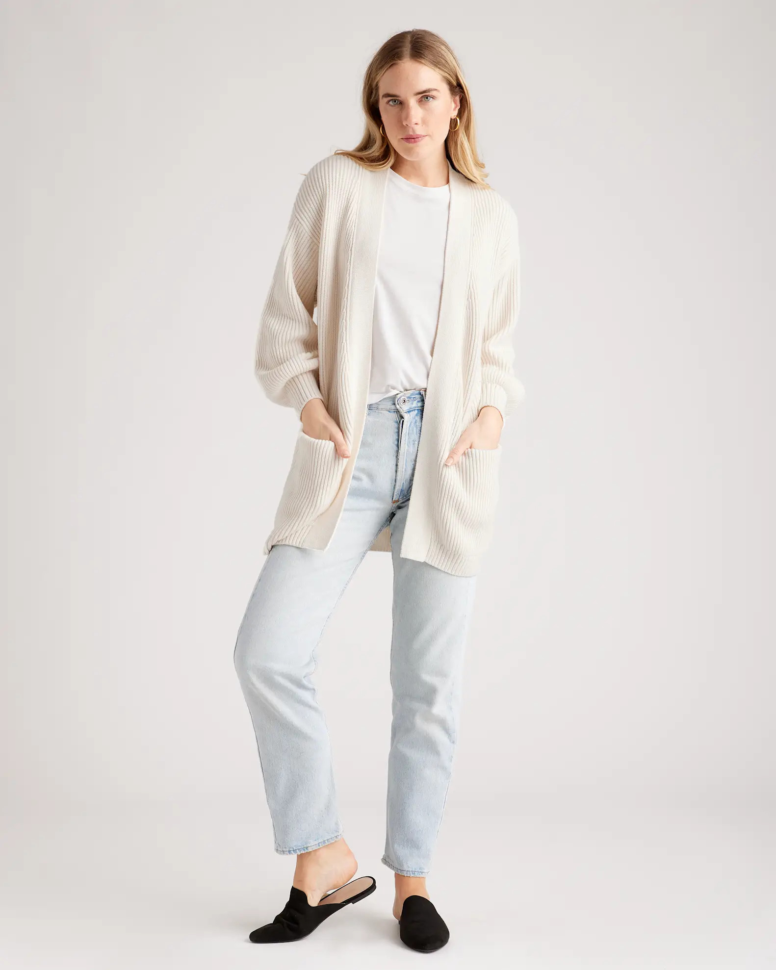 100% Organic Cotton Oversized Cardigan in Ivory | Quince